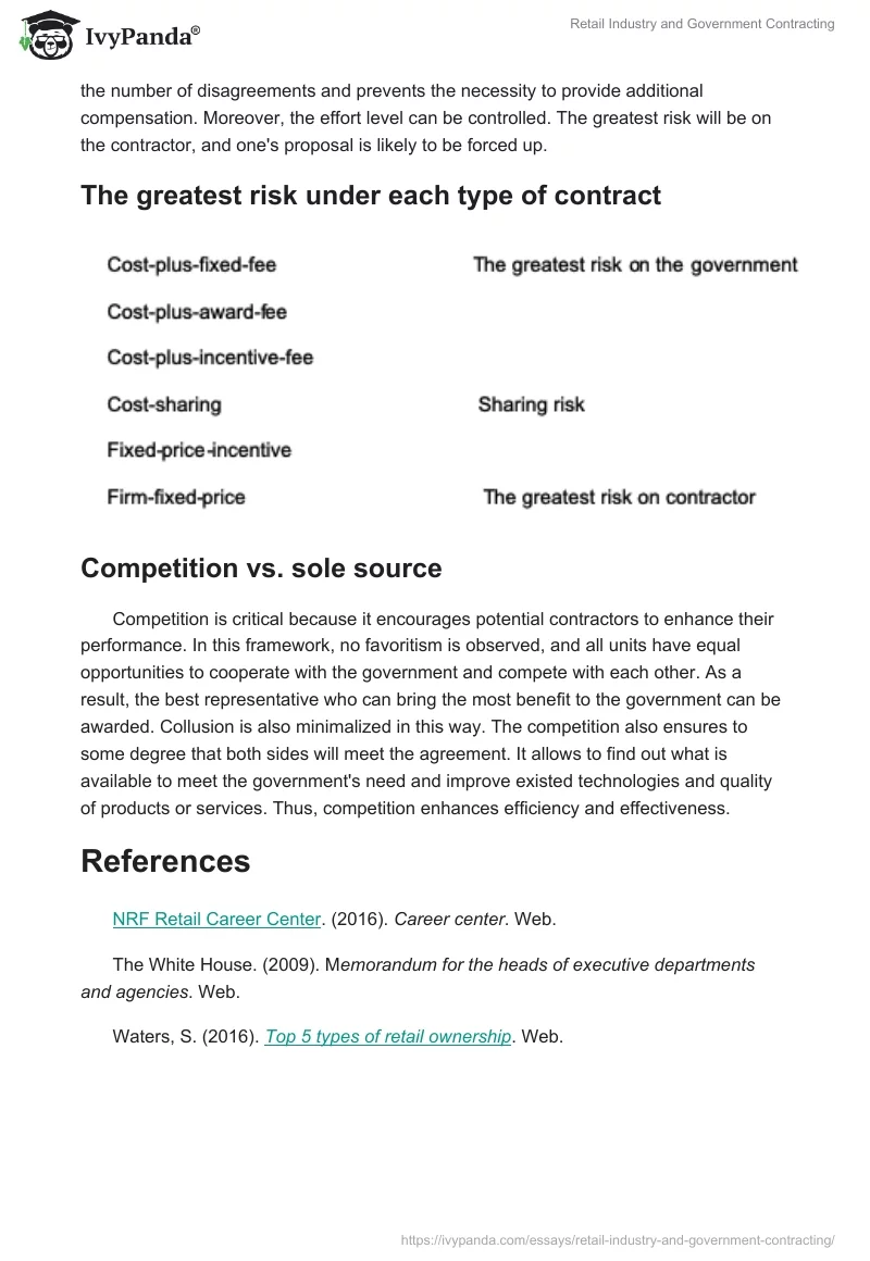 Retail Industry and Government Contracting. Page 4