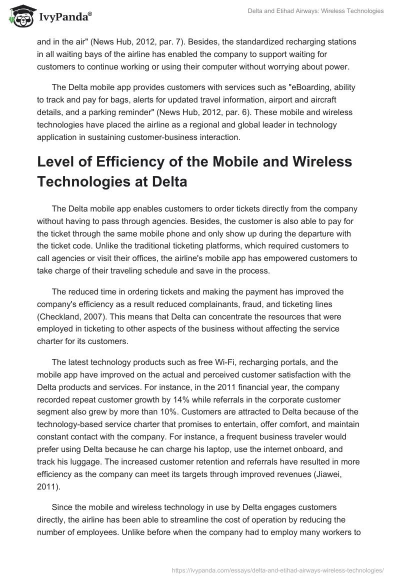 Delta and Etihad Airways: Wireless Technologies. Page 2