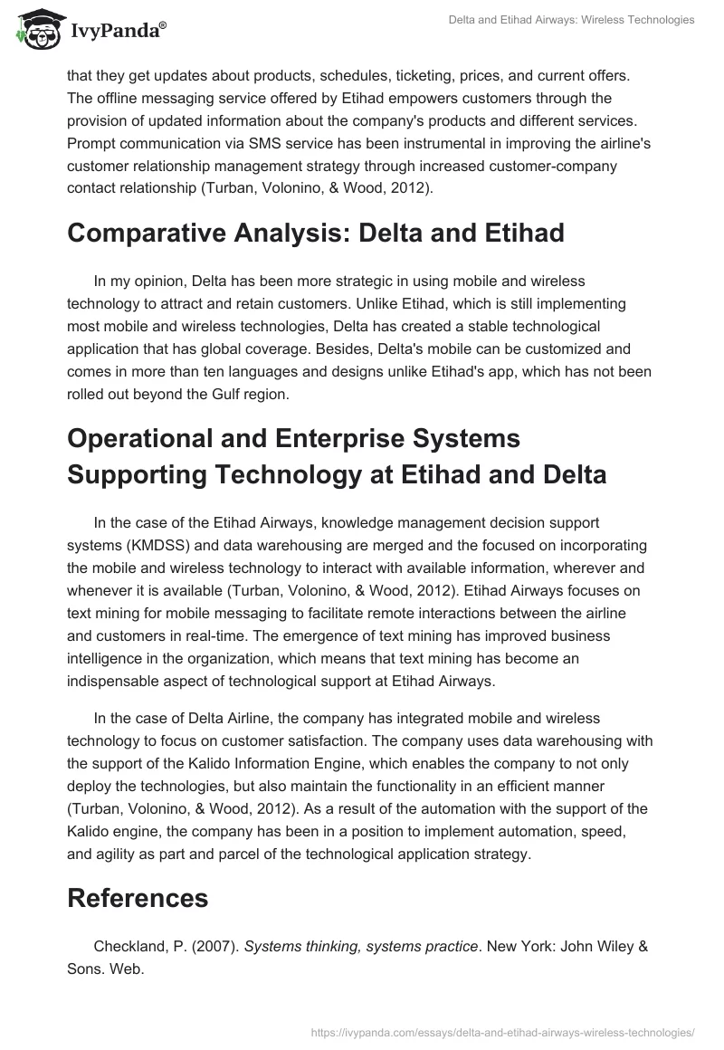 Delta and Etihad Airways: Wireless Technologies. Page 4