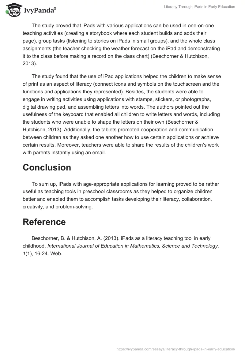 Literacy Through iPads in Early Education. Page 2
