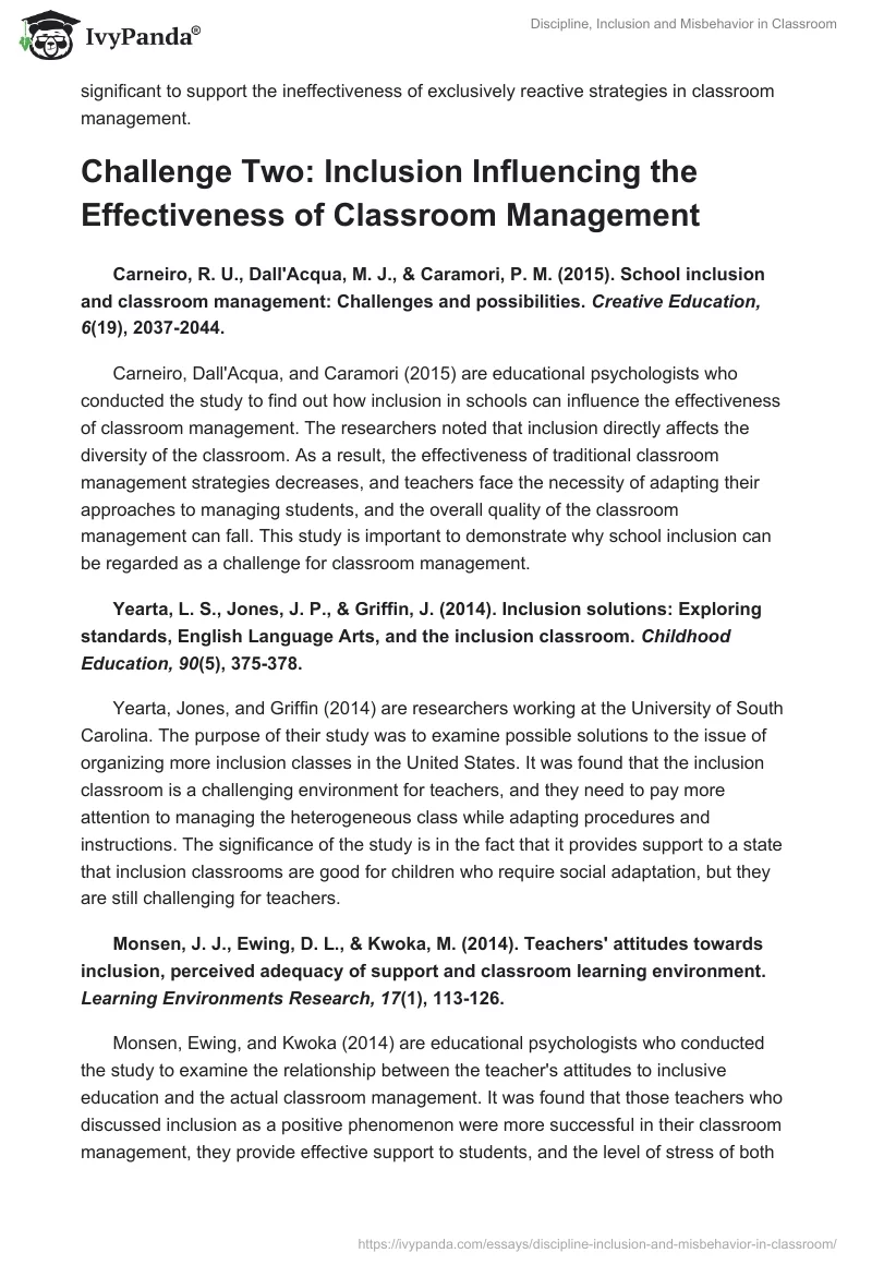 Discipline, Inclusion and Misbehavior in Classroom. Page 3