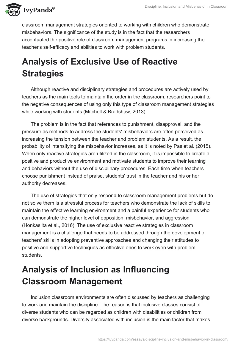 Discipline, Inclusion and Misbehavior in Classroom. Page 5
