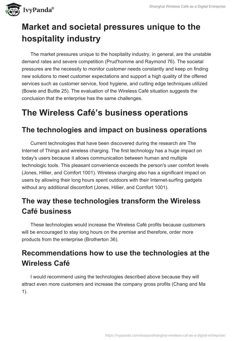 Shanghai Wireless Café as a Digital Entreprise. Page 3