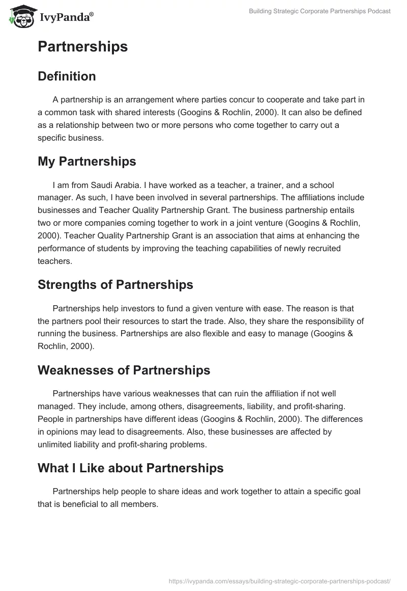 Building Strategic Corporate Partnerships Podcast. Page 2