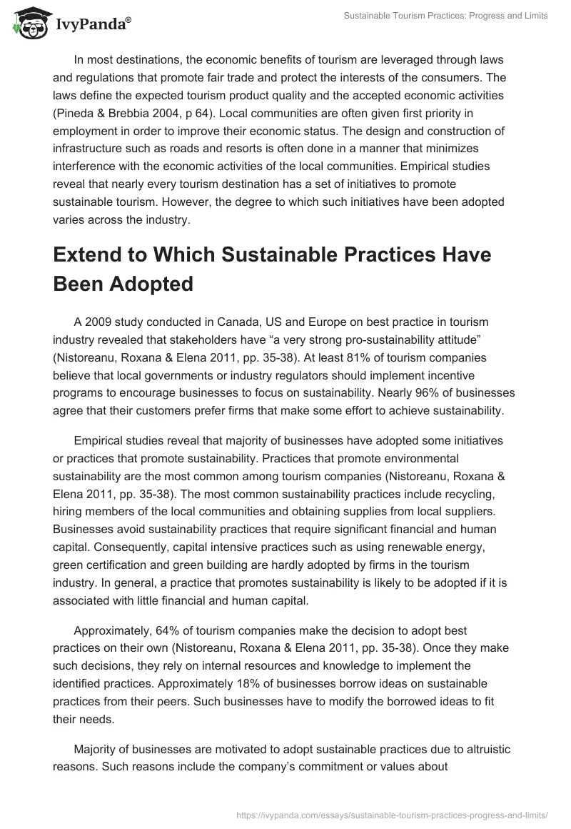 Sustainable Tourism Practices: Progress and Limits. Page 3