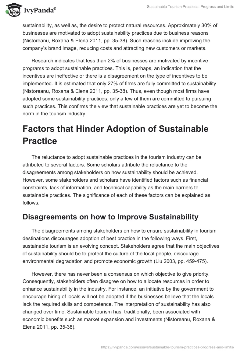 Sustainable Tourism Practices: Progress and Limits. Page 4