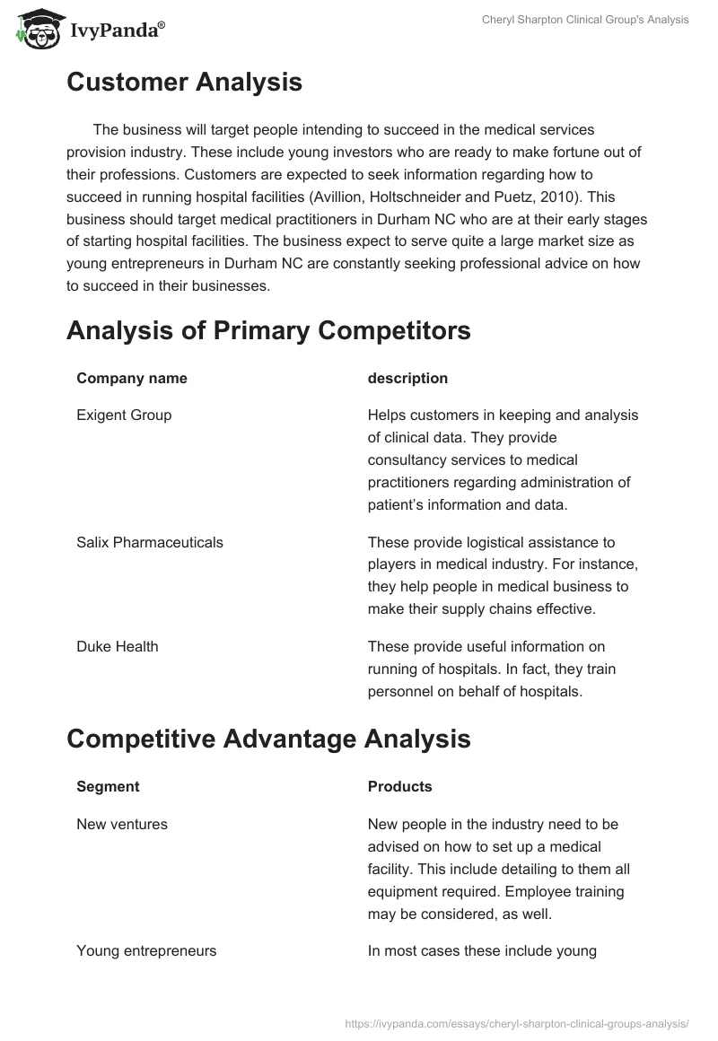 Cheryl Sharpton Clinical Group's Analysis. Page 3