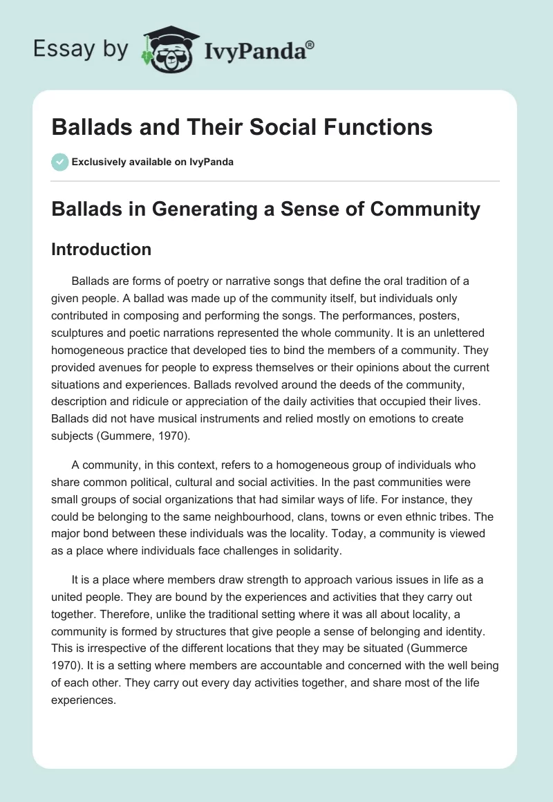 Ballads and Their Social Functions. Page 1