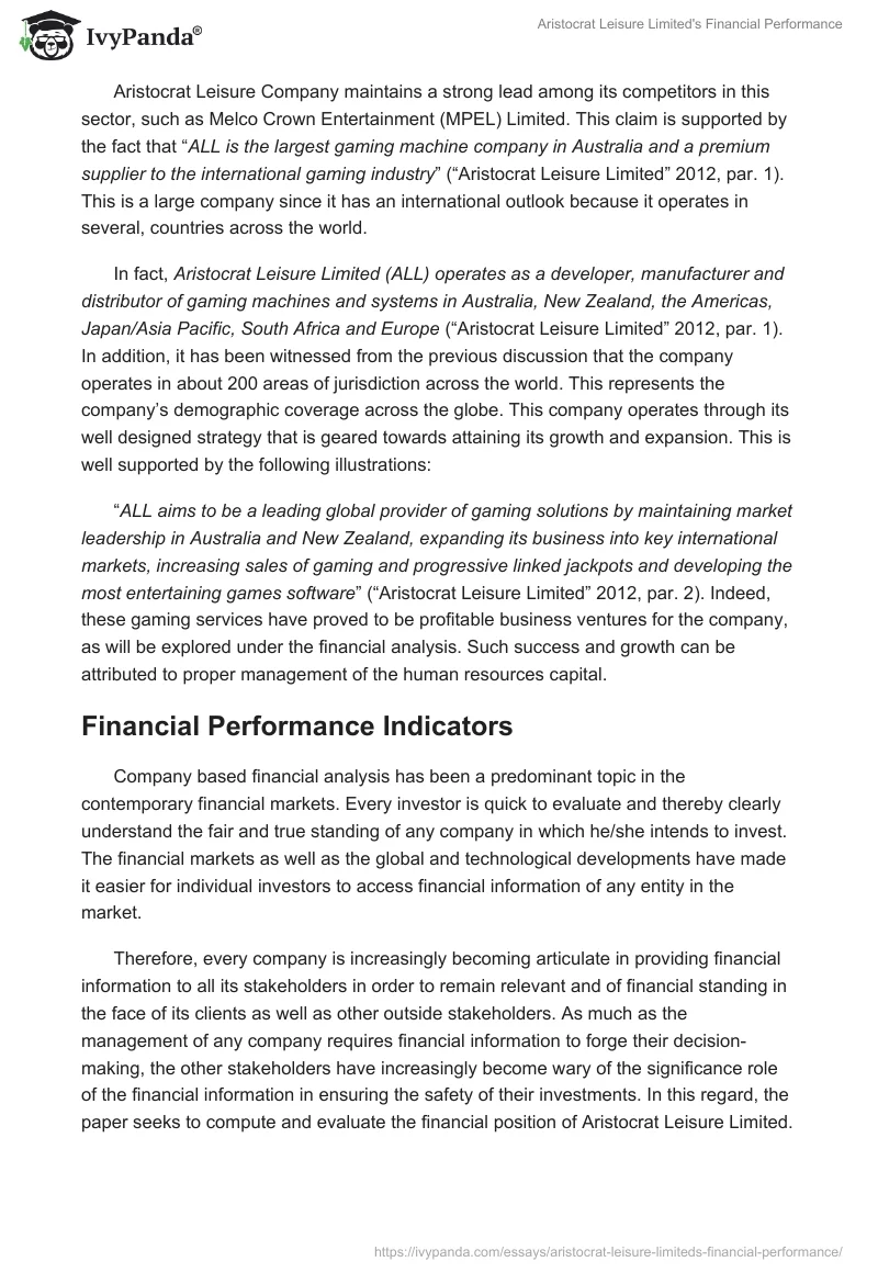 Aristocrat Leisure Limited's Financial Performance. Page 2
