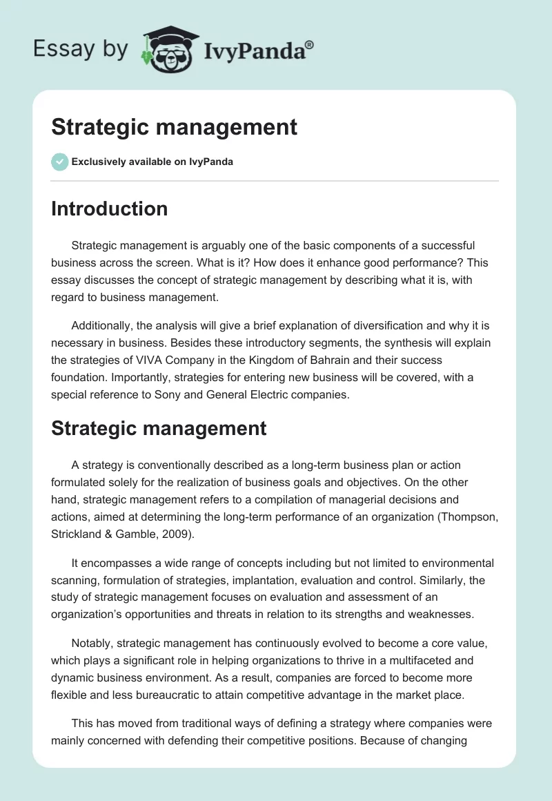 Strategic management. Page 1