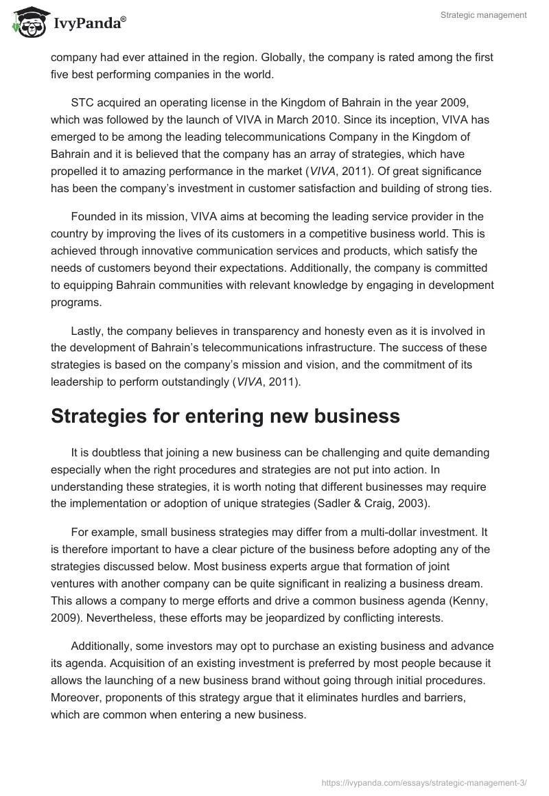 Strategic management. Page 3