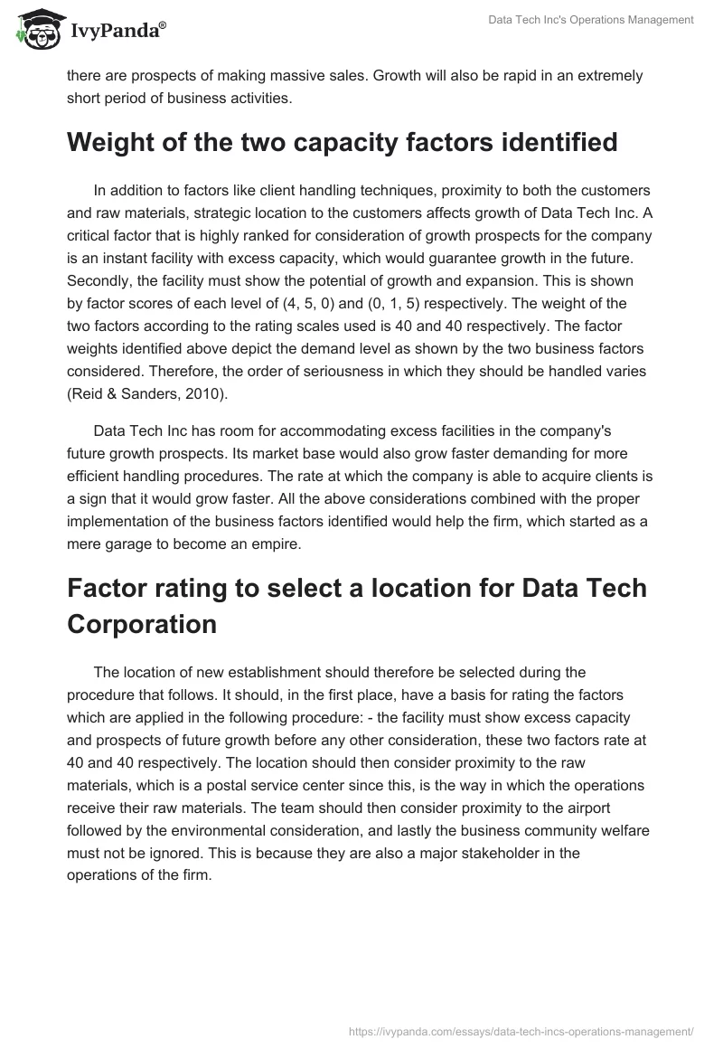 Data Tech Inc's Operations Management. Page 2