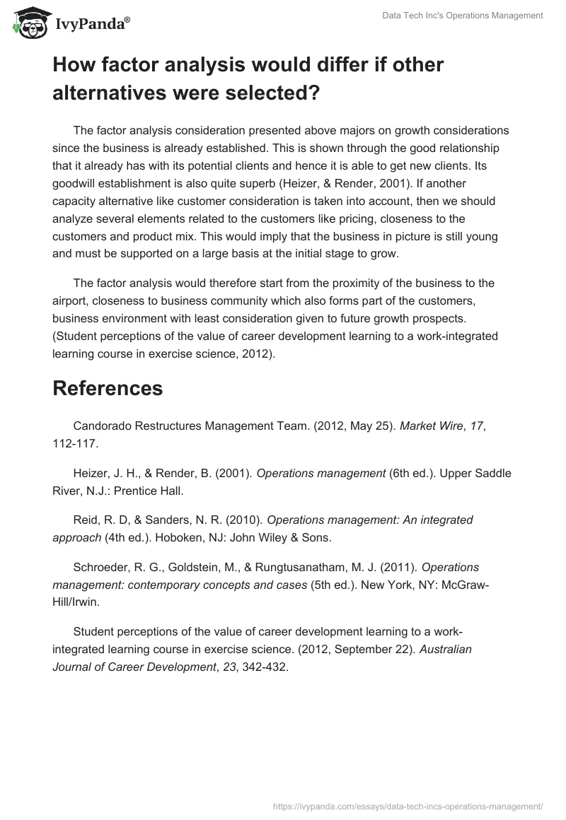 Data Tech Inc's Operations Management. Page 3