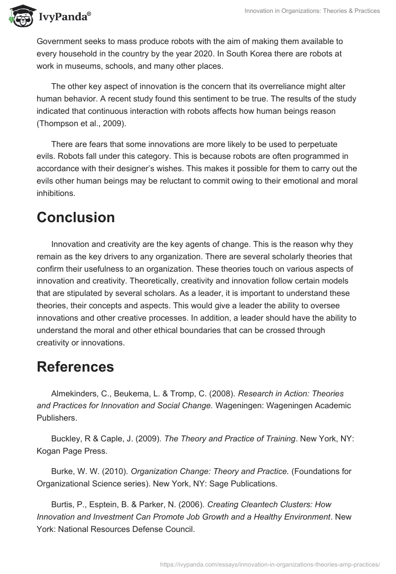 Innovation in Organizations: Theories & Practices. Page 5