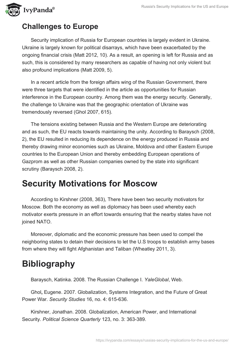 Russia's Security Implications for the US and Europe. Page 2