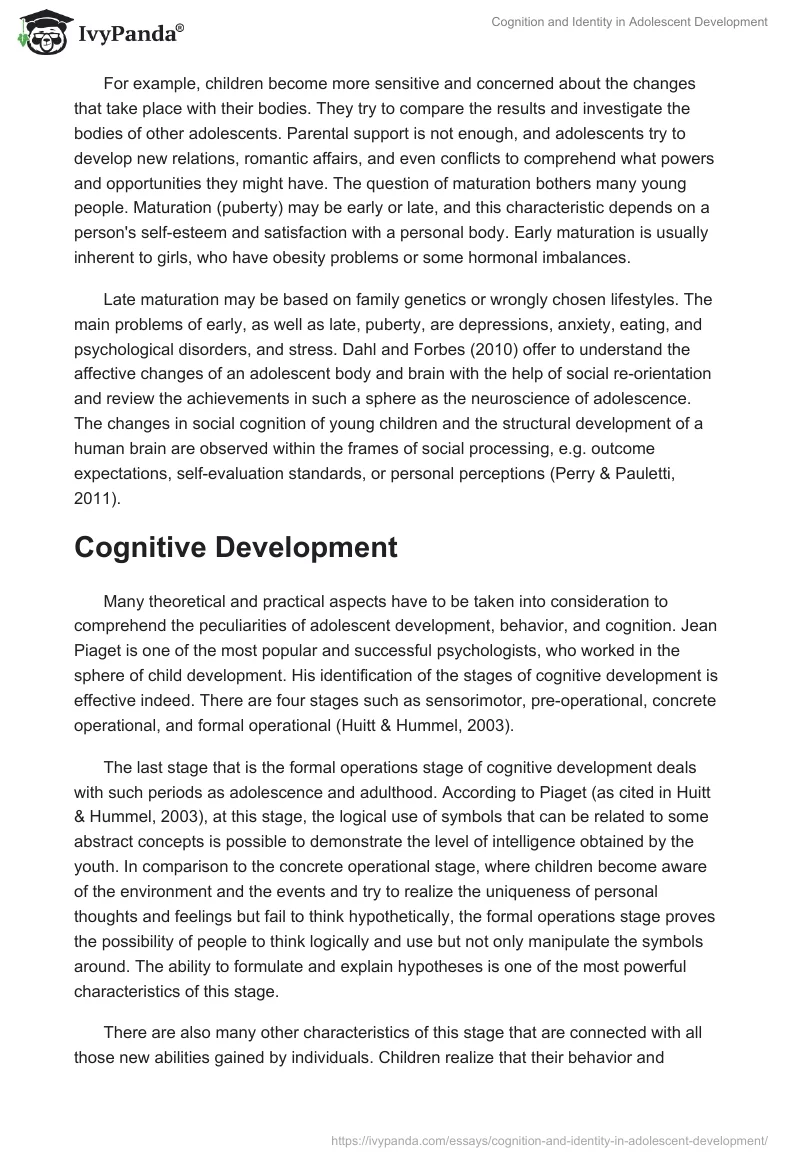 Cognition and Identity in Adolescent Development. Page 2