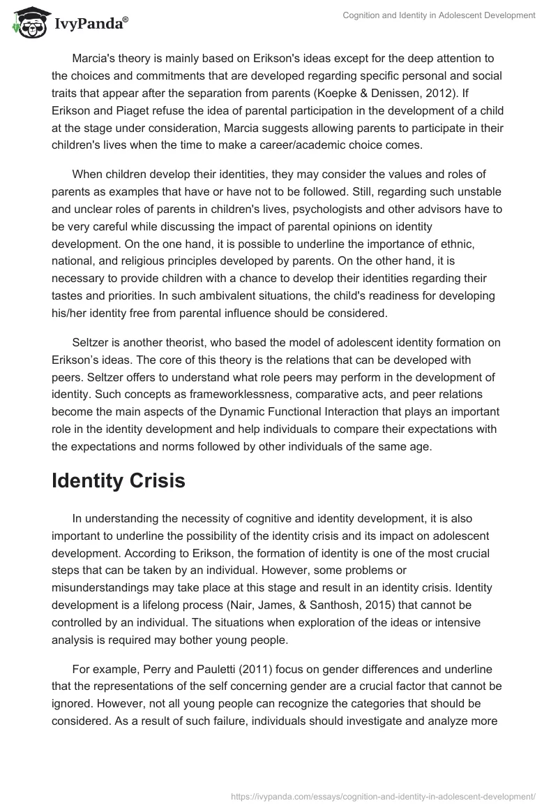 Cognition and Identity in Adolescent Development. Page 4