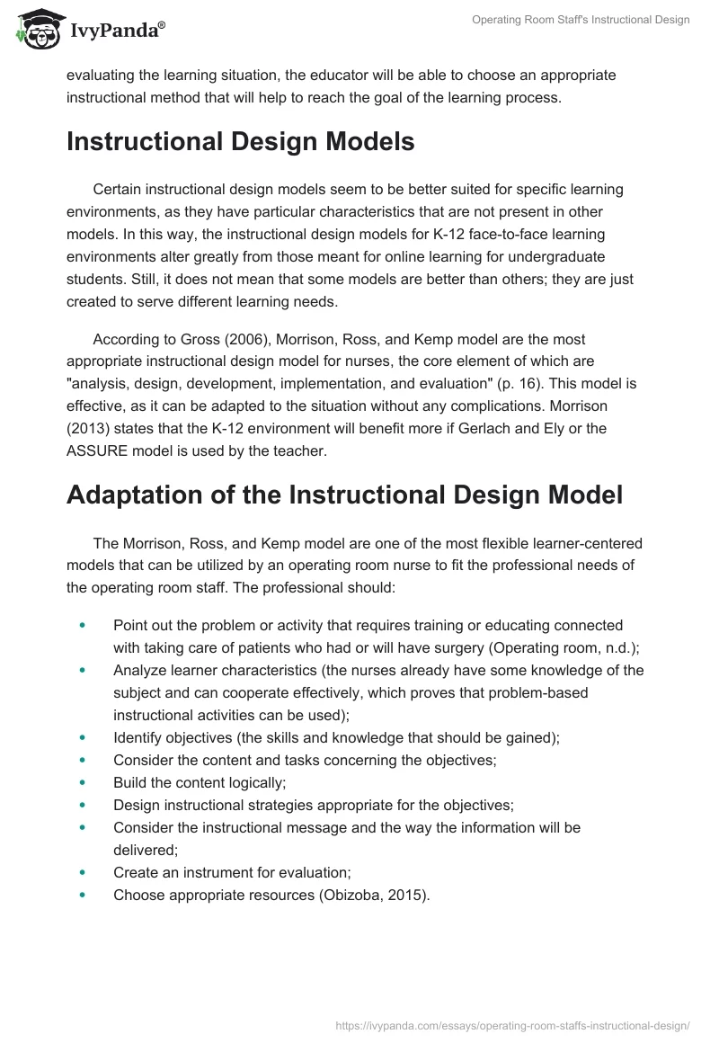 Operating Room Staff's Instructional Design. Page 2