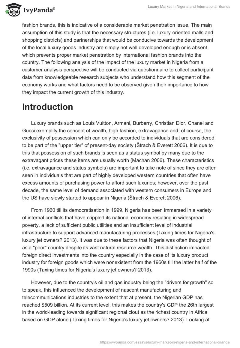Luxury Market in Nigeria and International Brands. Page 2