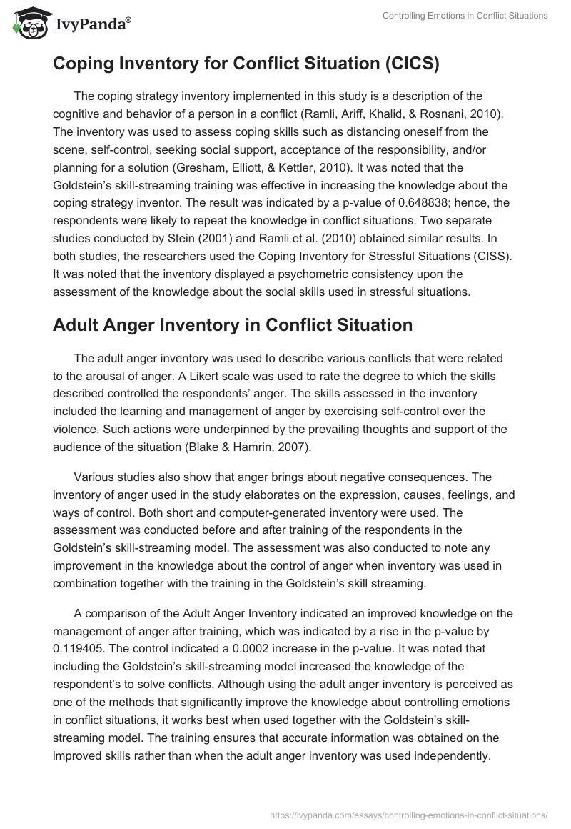 Controlling Emotions in Conflict Situations. Page 5