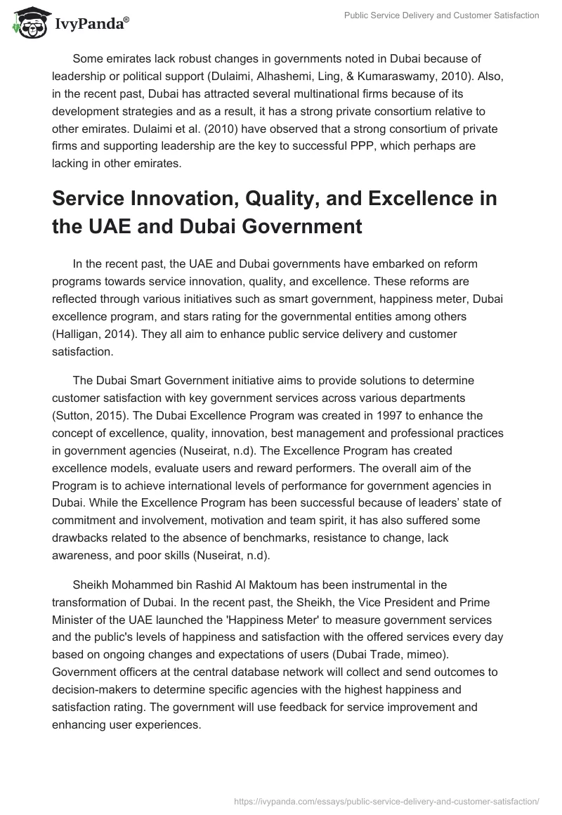 Public Service Delivery and Customer Satisfaction. Page 4