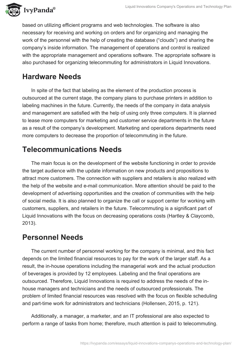 Liquid Innovations Company's Operations and Technology Plan. Page 3