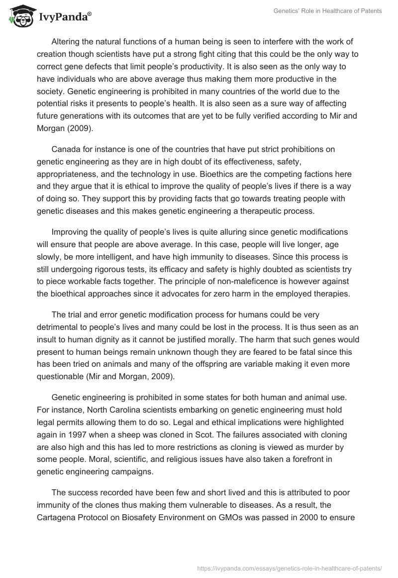 Genetics’ Role in Healthcare of Patents. Page 3