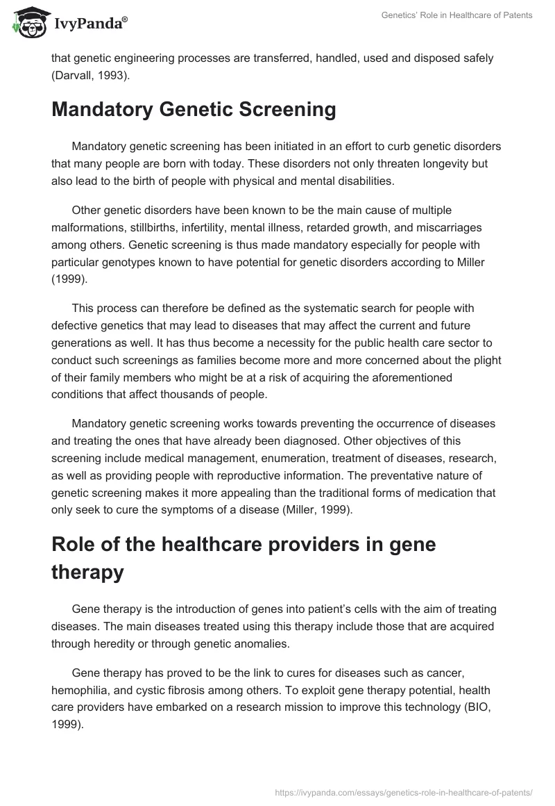 Genetics’ Role in Healthcare of Patents. Page 4
