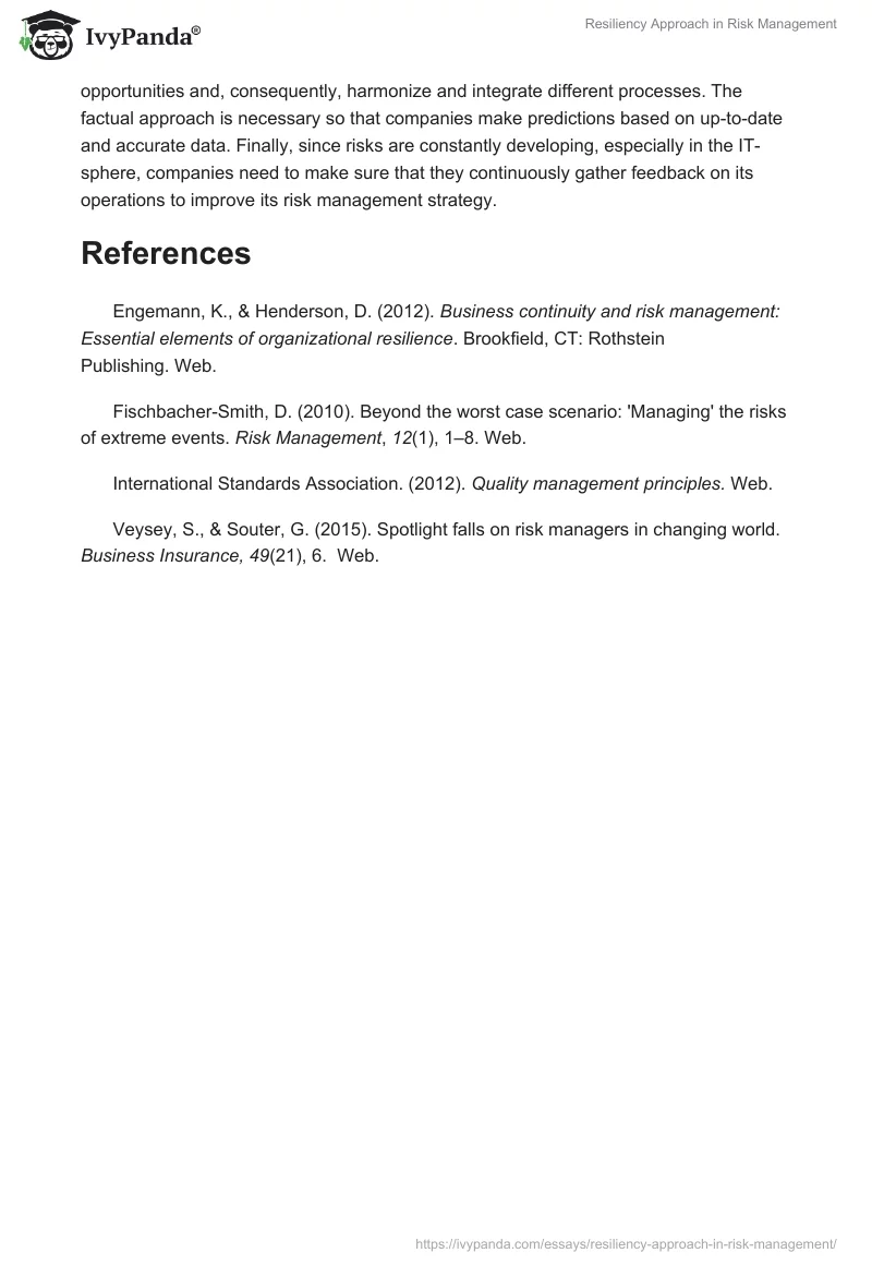 Resiliency Approach in Risk Management. Page 3