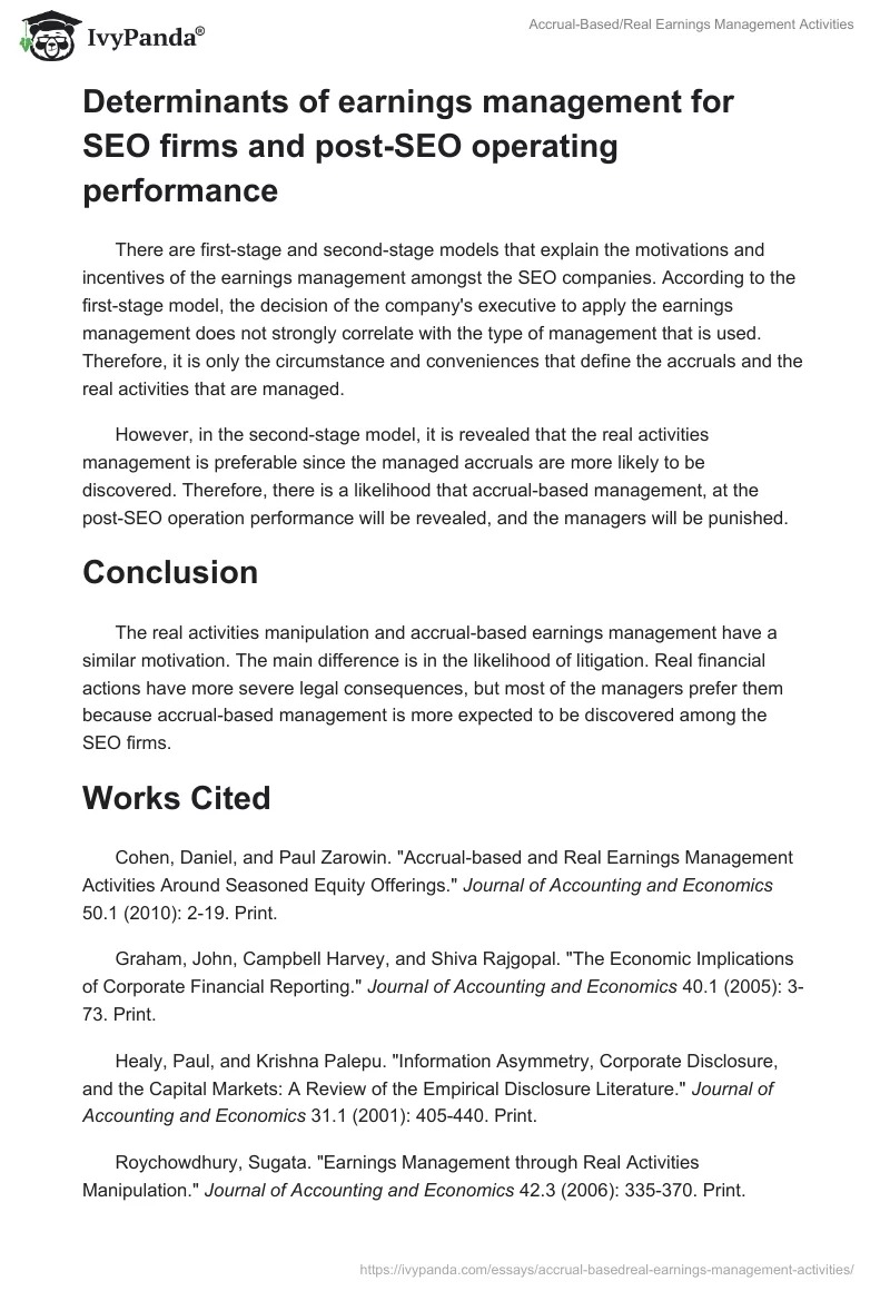 Accrual-Based/Real Earnings Management Activities. Page 3