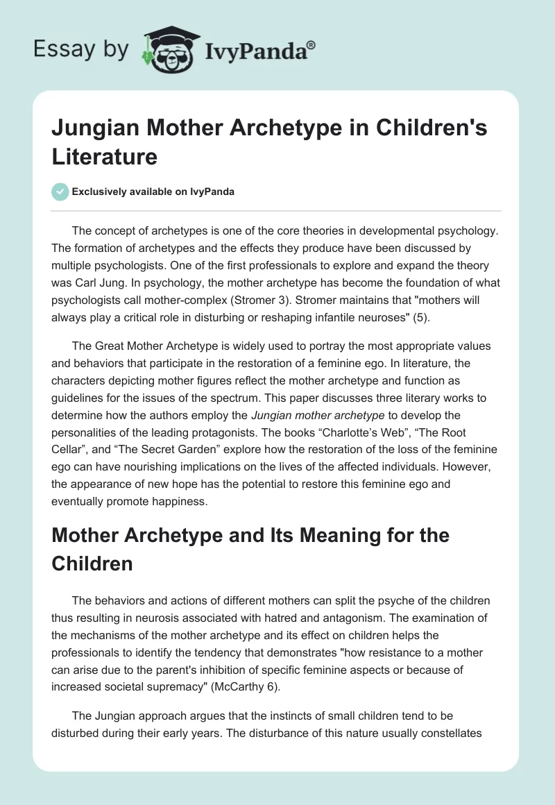 Jungian Mother Archetype in Children's Literature. Page 1