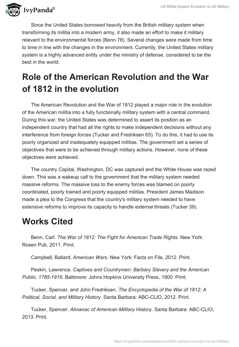 US Militia System Evolution to US Military. Page 2