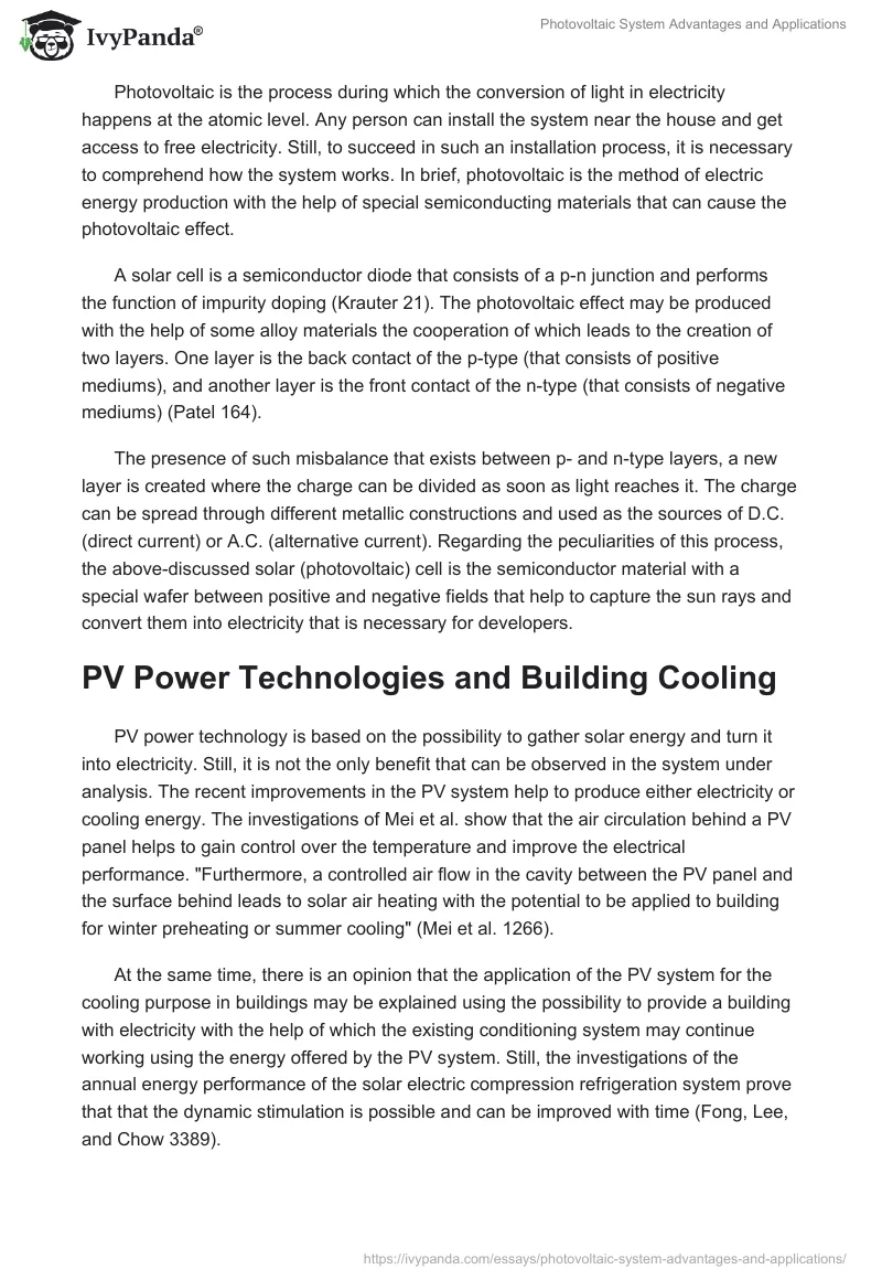 Photovoltaic System Advantages and Applications. Page 2