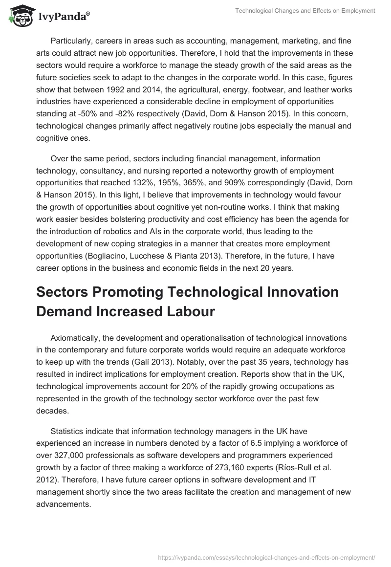 Technological Changes and Effects on Employment. Page 2