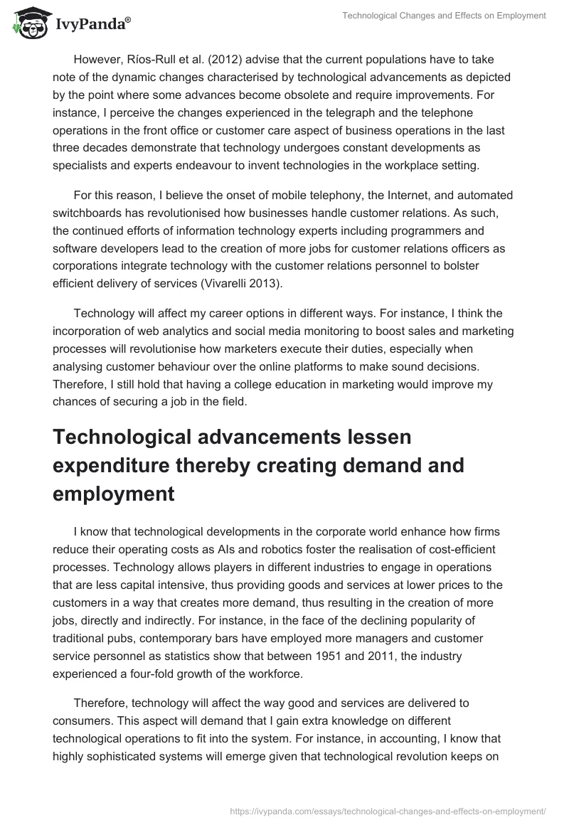 Technological Changes and Effects on Employment. Page 3