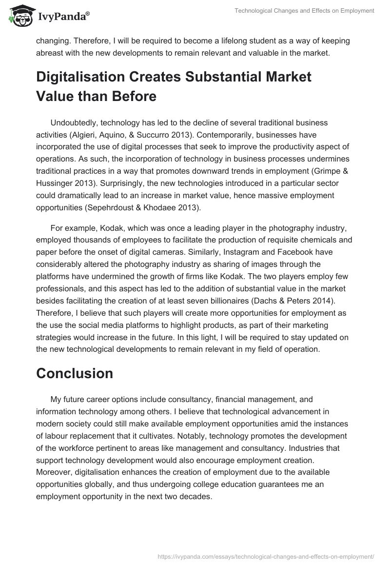 Technological Changes and Effects on Employment. Page 4