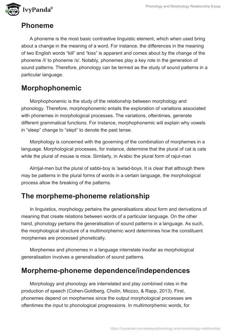 Phonology and Morphology Relationship Essay. Page 2