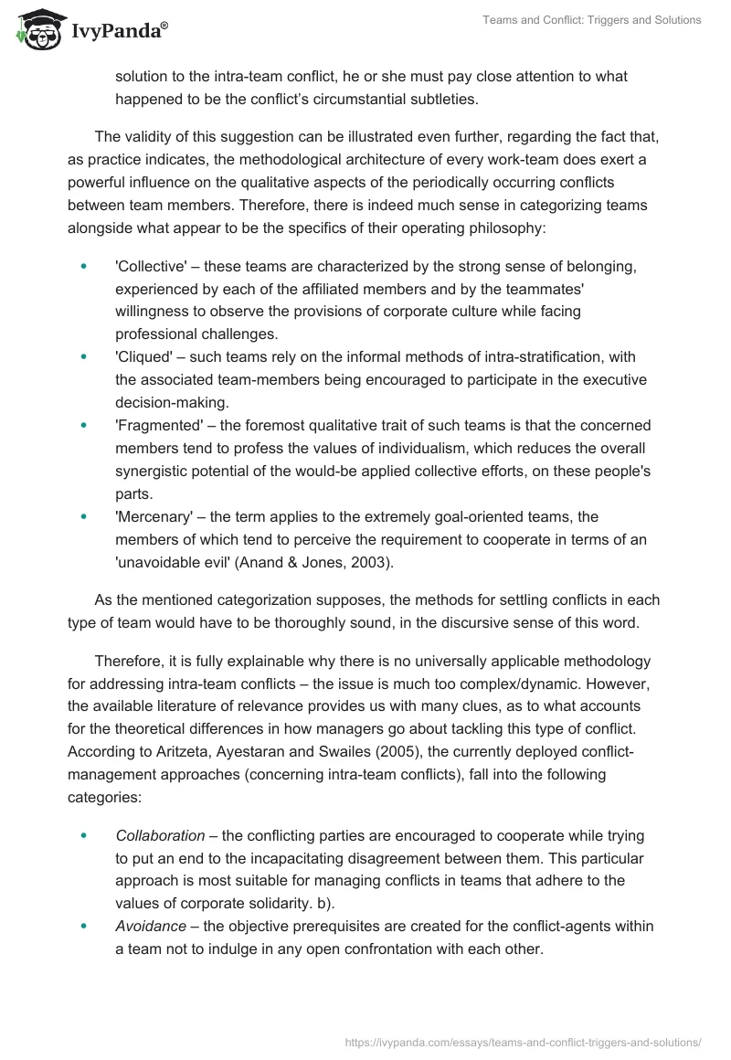 Teams and Conflict: Triggers and Solutions. Page 4