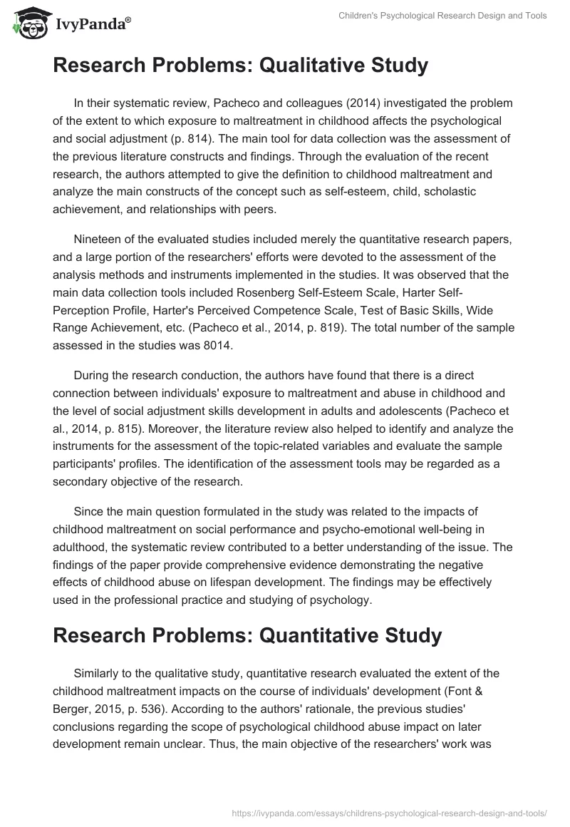 Children's Psychological Research Design and Tools. Page 3