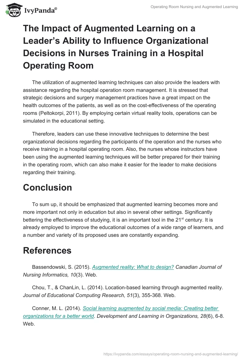 Operating Room Nursing and Augmented Learning. Page 5