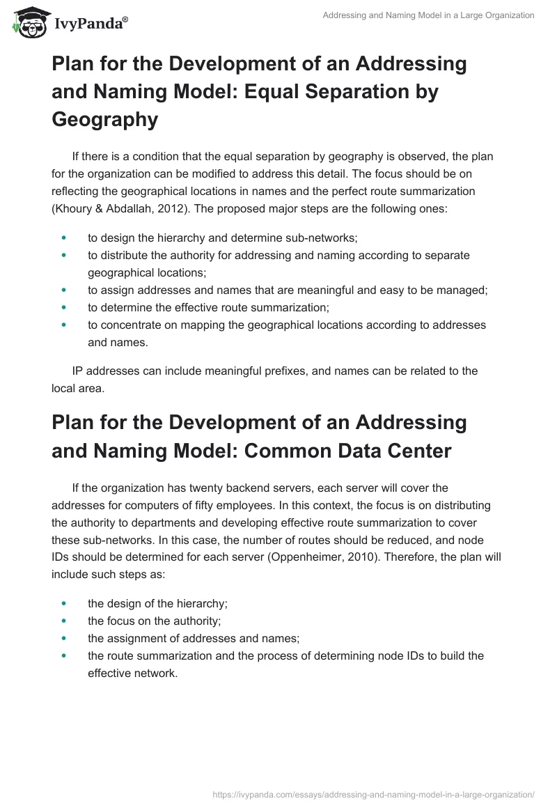 Addressing and Naming Model in a Large Organization. Page 2