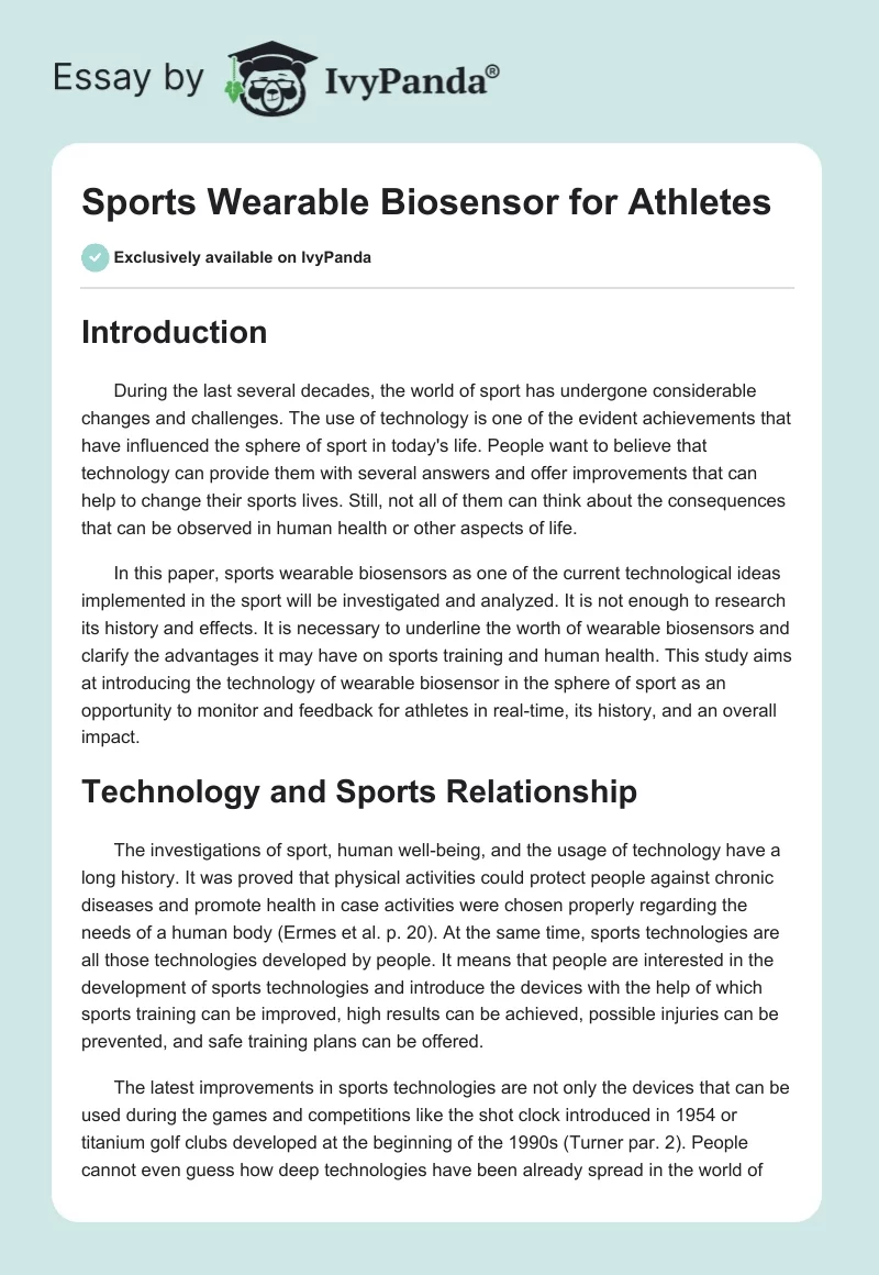 Sports Wearable Biosensor for Athletes. Page 1