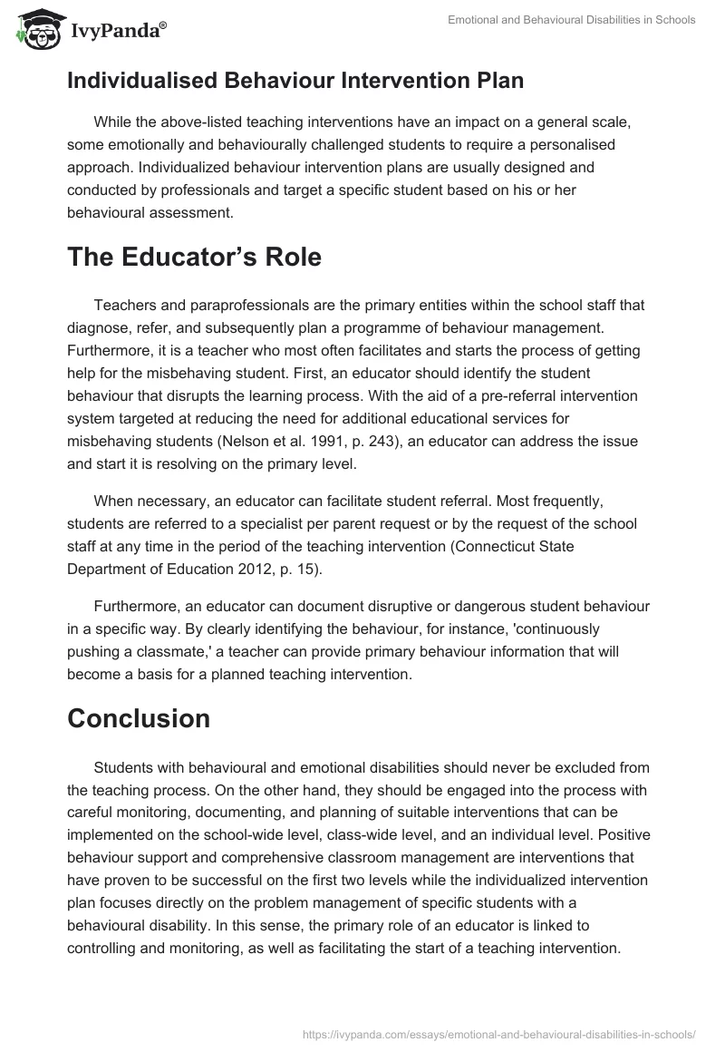 Emotional and Behavioural Disabilities in Schools. Page 4