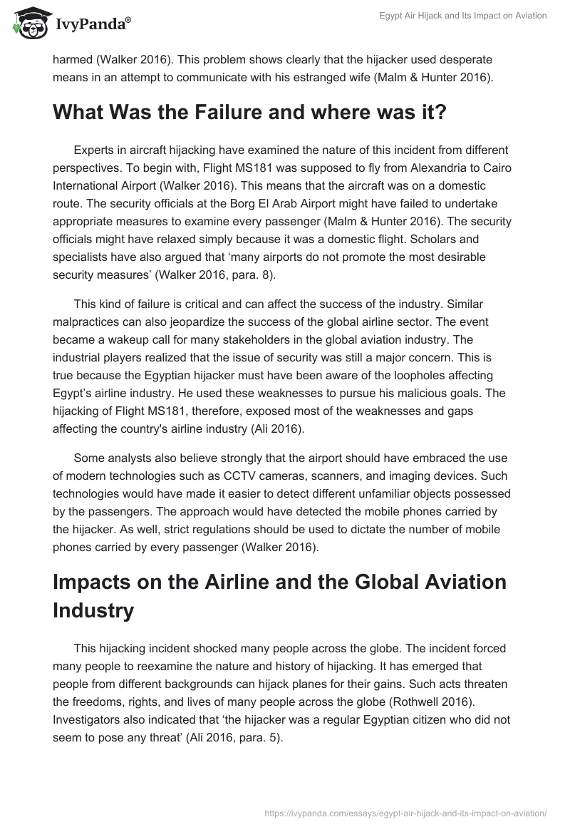 Egypt Air Hijack and Its Impact on Aviation. Page 2