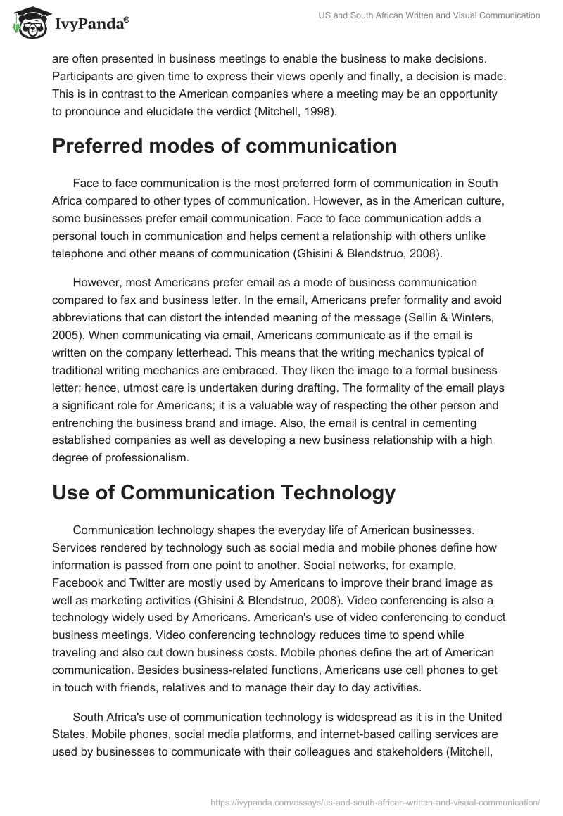 US and South African Written and Visual Communication. Page 3