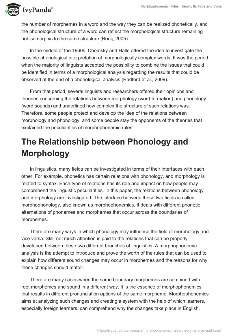 Morphophonemic Rules Theory, Its Pros and Cons. Page 4
