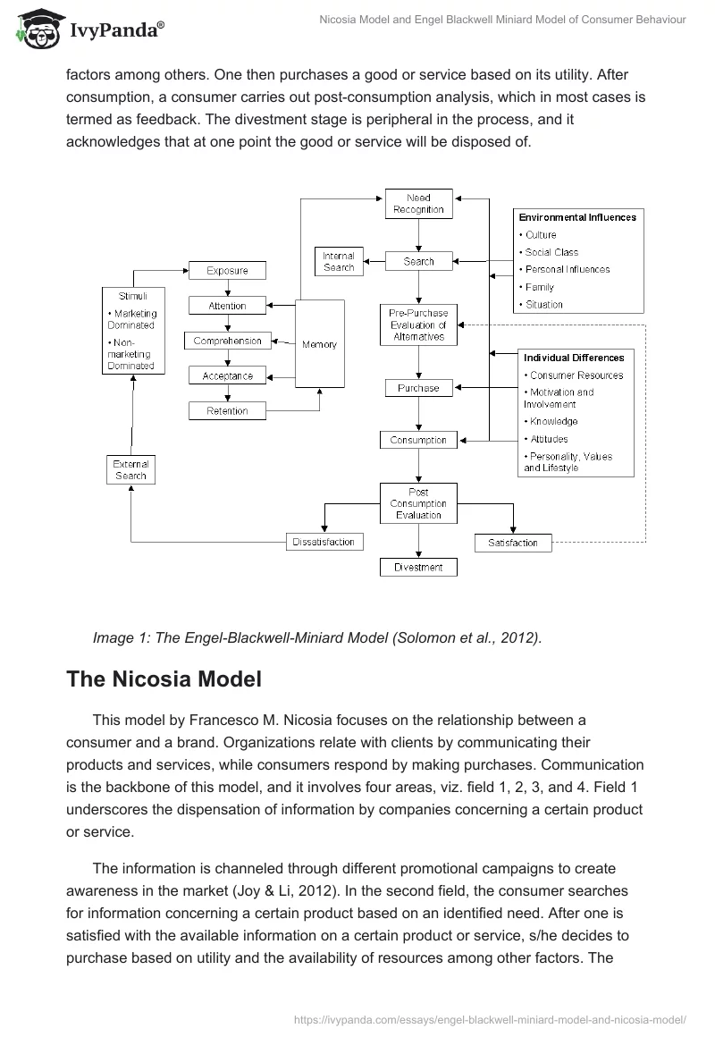 Nicosia Model and Engel Blackwell Miniard Model of Consumer Behaviour. Page 2