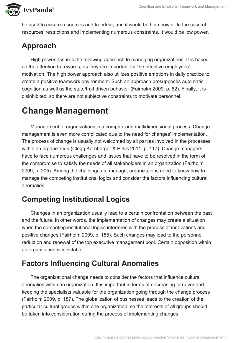 Cognition and Emotions, Teamwork and Management. Page 3