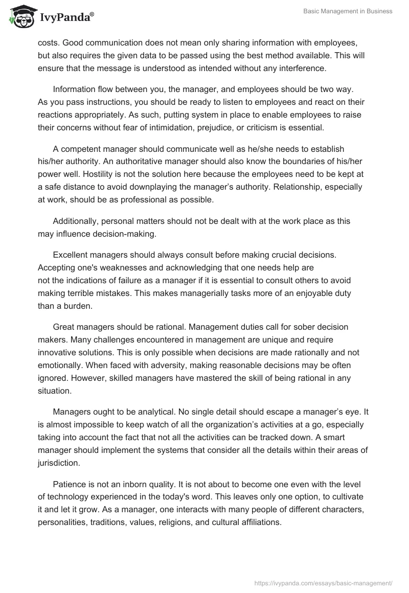 Basic Management in Business. Page 2
