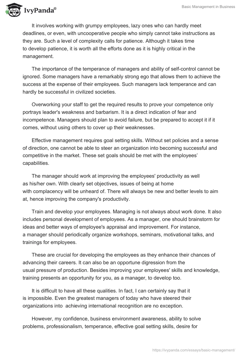 Basic Management in Business. Page 3